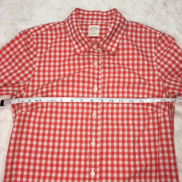 J. Crew Perfect Shirt Orange Gingham Button Down - Picture 4 of 5